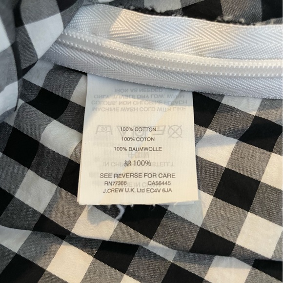 J.Crew black & white gingham check shirt sleeve v-neck blouse Size 4, - Picture 9 of 9